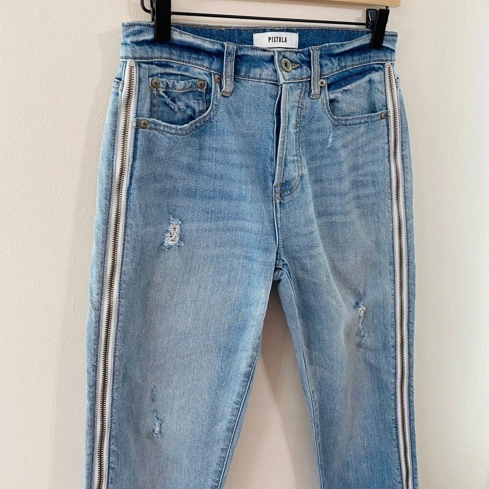 PISTOLA Charlie Straight Leg Zip Jean in “Utopia” w/ Frayed Raw Hems, Size 26 - Picture 5 of 10